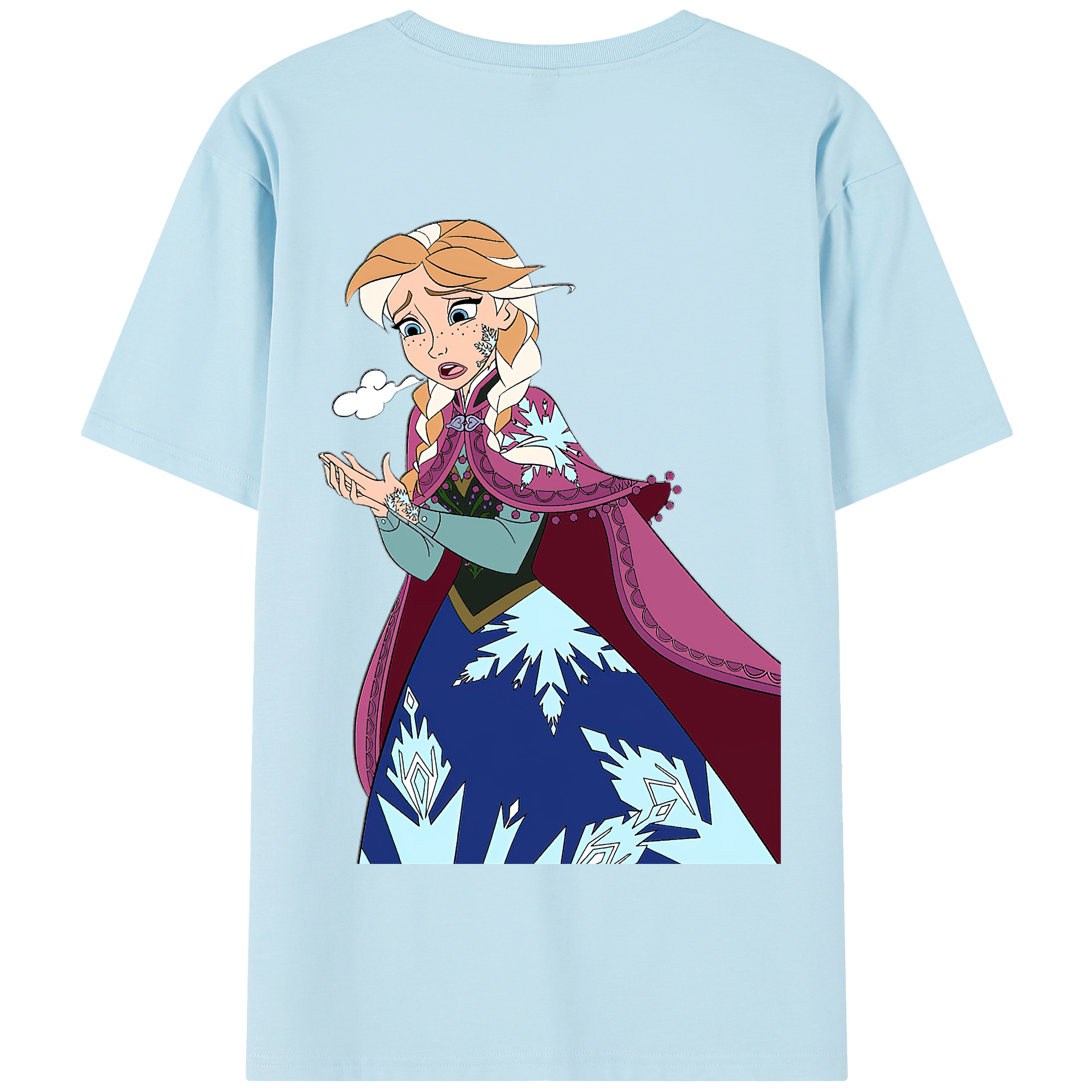 （画像用） アナと雪の女王 アンナ エルサ Frozen Anna Elsa 綿100％半袖Tシャツ（背面プリント）